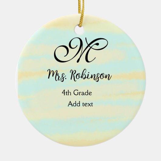 黄シンプル色水彩先生鑑賞法 セラミックオーナメント (正面)