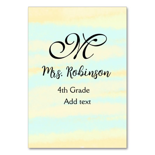 黄シンプル色水彩先生鑑賞法 テーブルナンバー (正面)