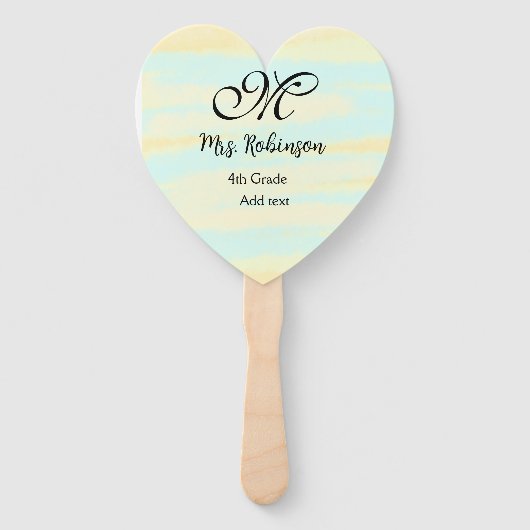 黄シンプル色水彩先生鑑賞法 ハンドファン (正面)