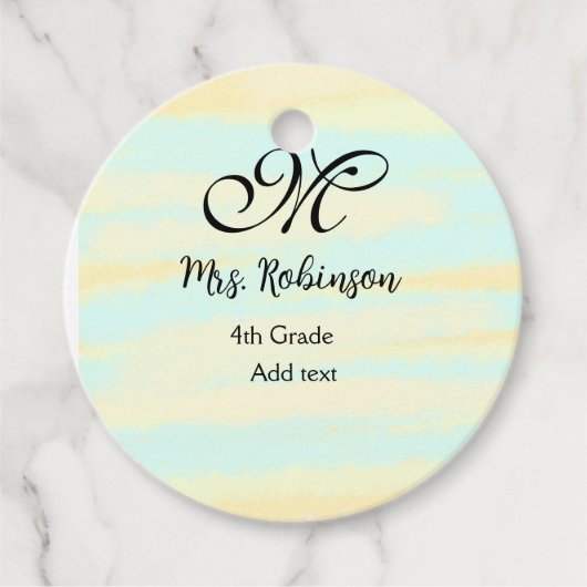 黄シンプル色水彩先生鑑賞法 フェイバータグ (正面)