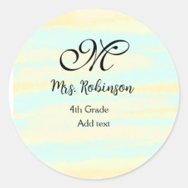 黄シンプル色水彩先生鑑賞法 ラウンドシール