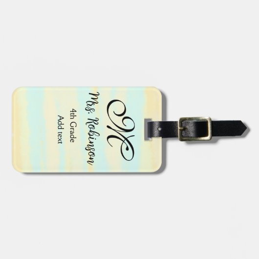 黄シンプル色水彩先生鑑賞法 ラゲッジタグ (正面横)