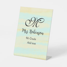 黄シンプル色水彩先生鑑賞法 台座サイン