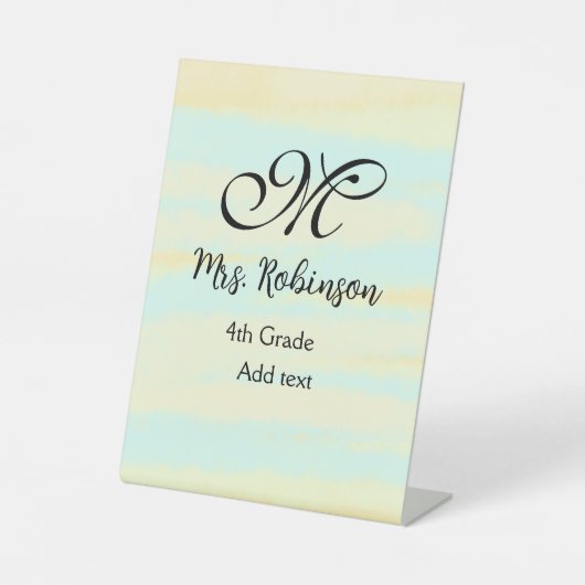 黄シンプル色水彩先生鑑賞法 台座サイン (正面)