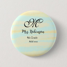 黄シンプル色水彩先生鑑賞法 缶バッジ