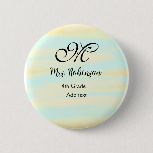 黄シンプル色水彩先生鑑賞法 缶バッジ (正面)