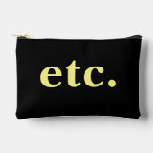 黄スタイリッシュはっきりした色タイポグラフィブラックメイクアップ アクセサリーポーチ (正面)