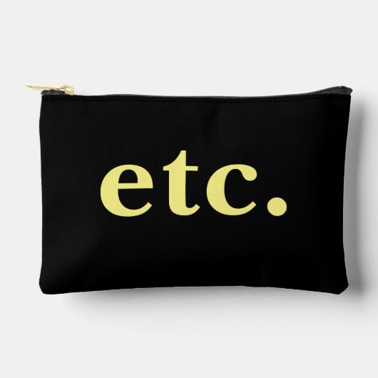 黄スタイリッシュはっきりした色タイポグラフィブラックメイクアップ アクセサリーポーチ (正面)