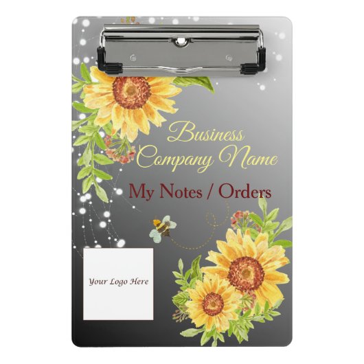 黄スタイリッシュひまわりカスタム事業 ミニクリップボード (正面)