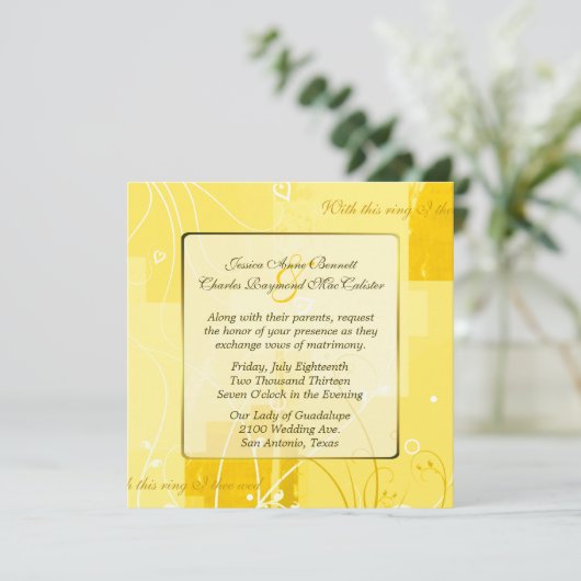 黄スタイリッシュモダン結婚式招待状 招待状 (スタンド正面)
