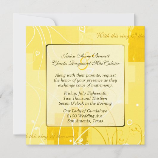 黄スタイリッシュモダン結婚式招待状 招待状 (正面)