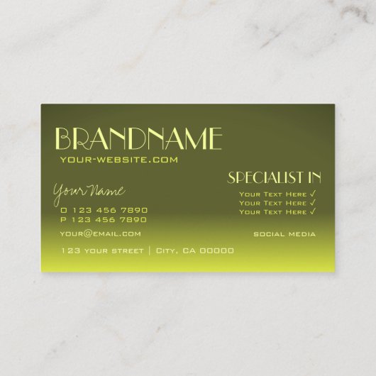 黄スタイリッシュ勾配鏡フォントプロフェッショナル 名刺 (裏面)