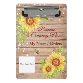 黄スタイリッシュ素朴ひまわり事業 ミニクリップボード