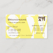 黄スタイリッシュ色の白と茶色のシックなイニシャル 名刺 (裏面)