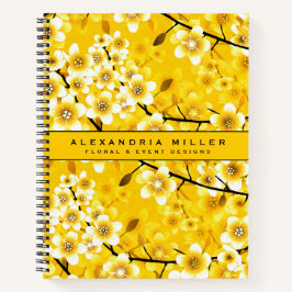 黄スタイリッシュ色の花 ノートブック