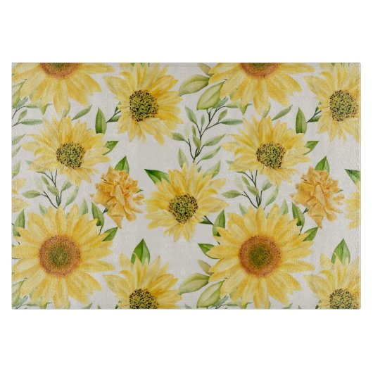 黄スタイリッシュ色ひまわり カッティングボード (正面)