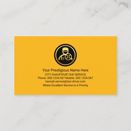 黄スタイリッシュ色タクシーのチェックボックスドライバー 名刺 (裏面)