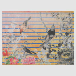 黄ストライプ及び日本の鳥ティッシュペーパー 薄葉紙