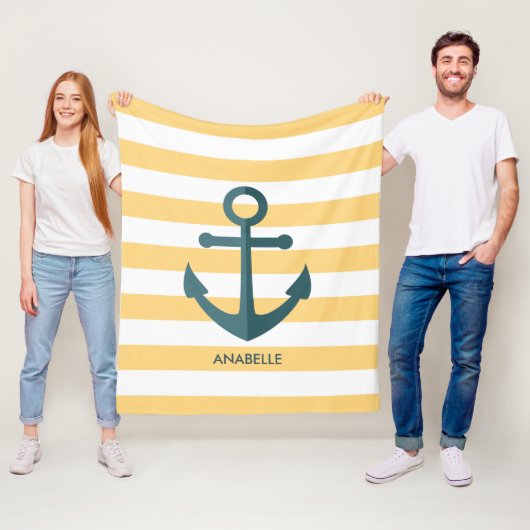 黄ストライプ色いかり フリースブランケット (インサイチュ)