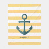 黄ストライプ色いかり フリースブランケット (正面)