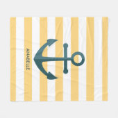 黄ストライプ色いかり フリースブランケット (正面(横))