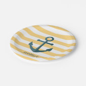 黄ストライプ色いかり ペーパープレート (アングル)