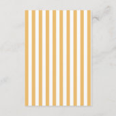黄ストライプ色の来ここ赤ちゃんシャワー エンクロージャーカード (裏面)