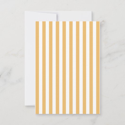 黄ストライプ色の来ここ赤ちゃんシャワー サンキューカード (裏面)