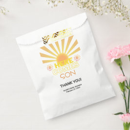 黄ストライプ色の来ここ赤ちゃんシャワー フェイバーバッグ