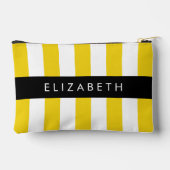 黄ストライプ色ストライプの、パターン、線、名前 アクセサリーポーチ (裏面)