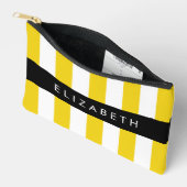 黄ストライプ色ストライプの、パターン、線、名前 アクセサリーポーチ (見開き)