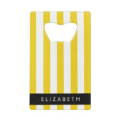 黄ストライプ色ストライプの、パターン、線、名前 クレジットカード栓抜き (裏面)