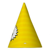 黄ストライプ色スピーチバブルスーパーヒーローをテーマ パーティーハット (右)