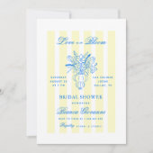 黄ストライプ色手描きイタリアンブライダルシャワー 招待状 (正面)