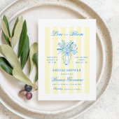 黄ストライプ色手描きイタリアンブライダルシャワー 招待状