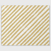 黄ストライプ色金ゴールドグリッターキッズパーティー ラッピングペーパー (フラット)