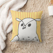 黄ストライプ色鳥画可愛フクロウ クッション (ブランケット)