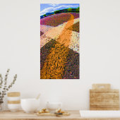 黄ストライプ色 ポスター (キッチン)