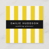 黄ストライプ色、白ストライプ色、パストライプのターン スクエア名刺 (正面)