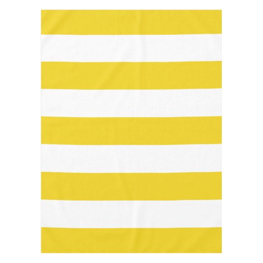 黄ストライプ色、白ストライプ色、パストライプのターン テーブルクロス (正面)