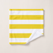 黄ストライプ色、白ストライプ色、パストライプのターン バスタオルセット (ウォッシュタオル)