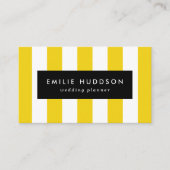 黄ストライプ色、白ストライプ色、パストライプのターン 名刺 (正面)