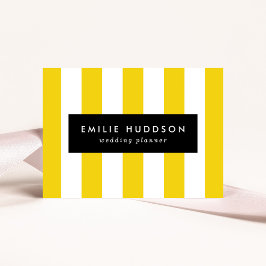 黄ストライプ色、白ストライプ色、パストライプのターン 名刺