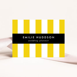 黄ストライプ色、白ストライプ色、パストライプのターン 名刺