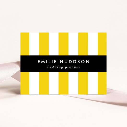 黄ストライプ色、白ストライプ色、パストライプのターン 名刺