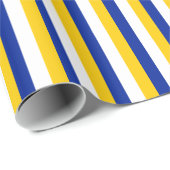 黄ストライプ色、青、白の紙 ラッピングペーパー (ロールコーナー)