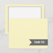 黄ストライプ色FLAT Thank Notes 招待状 (正面/裏面)