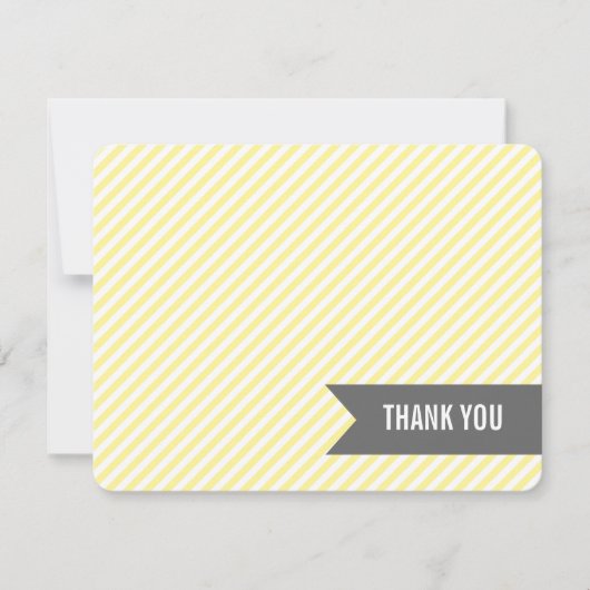 黄ストライプ色FLAT Thank Notes 招待状 (正面)