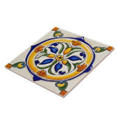 黄スペインの伝統的緑の青と白 タイル (側面)