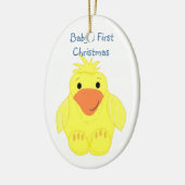 黄ダッキー(アヒルちゃん)ベビーの初めてのクリスマス セラミックオーナメント (左)